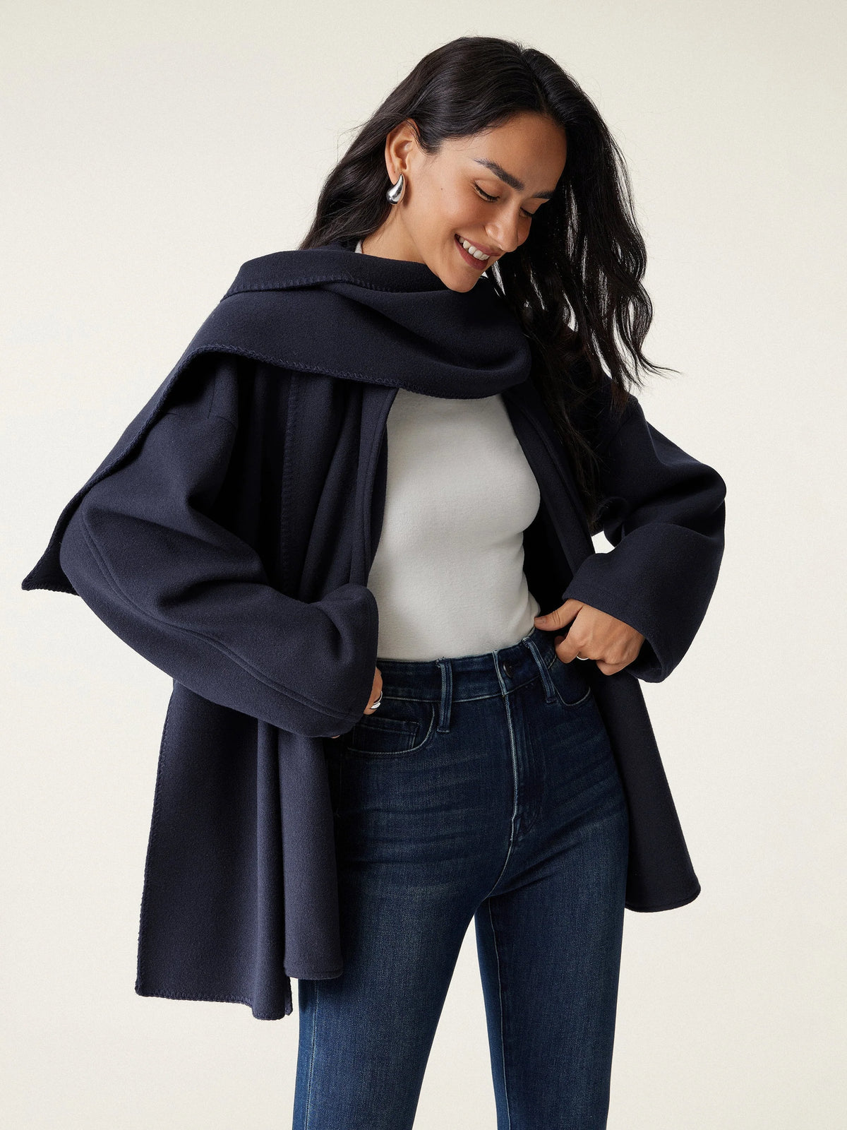 Fable Women's Coat | Oversized Scarf, Draped Collar, Relaxed Fit 6