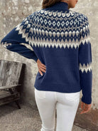 Fair Isle Turtleneck Knit Sweater — Long Sleeve Women's Cozy Fit 1