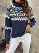 Fair Isle Turtleneck Knit Sweater — Long Sleeve Women's Cozy Fit 2