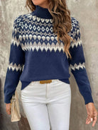 Fair Isle Turtleneck Knit Sweater — Long Sleeve Women's Cozy Fit 3