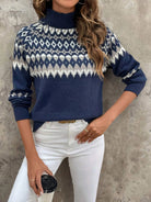 Fair Isle Turtleneck Knit Sweater — Long Sleeve Women's Cozy Fit 4