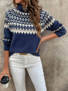 Fair Isle Turtleneck Knit Sweater — Long Sleeve Women's Cozy Fit 5