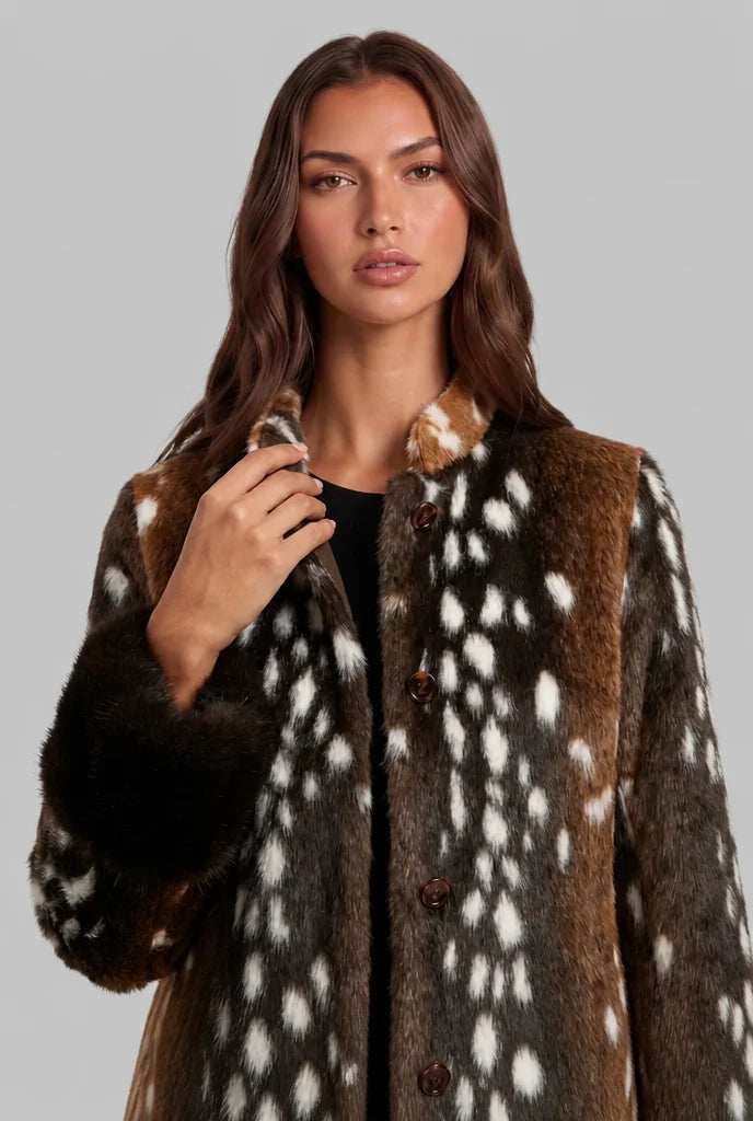 Faux Fur Jacket with Contrast Cuffs 1