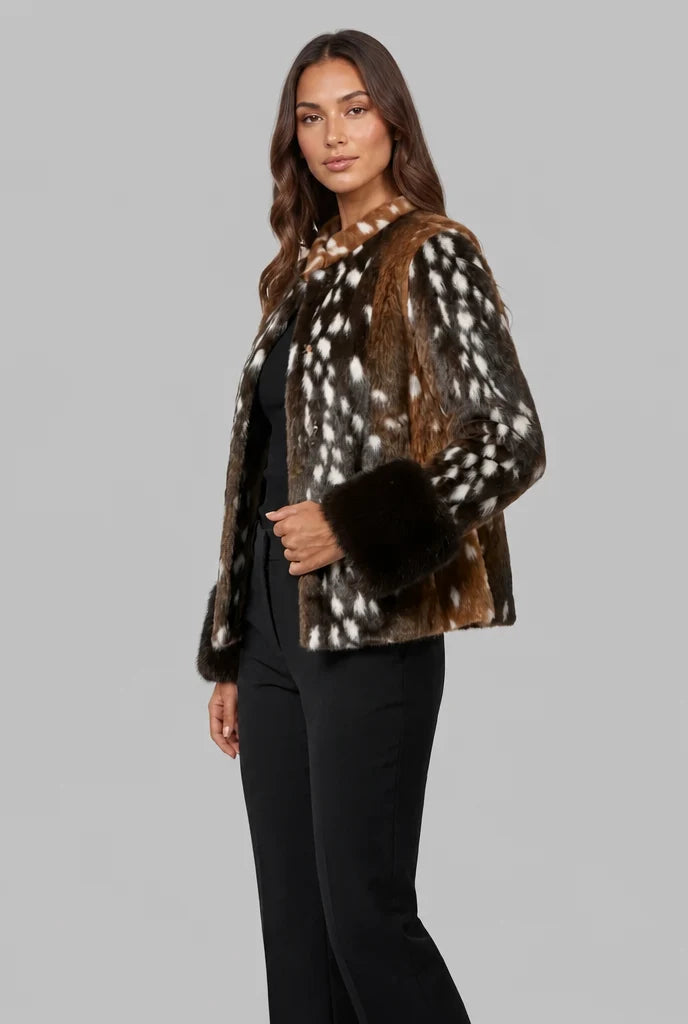 Faux Fur Jacket with Contrast Cuffs 2