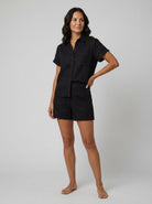 Felicity Women's Set | Breathable Linen Button-Front Shirt & High-Waist Shorts 1