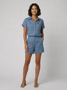 Felicity Women's Set | Breathable Linen Button-Front Shirt & High-Waist Shorts 4