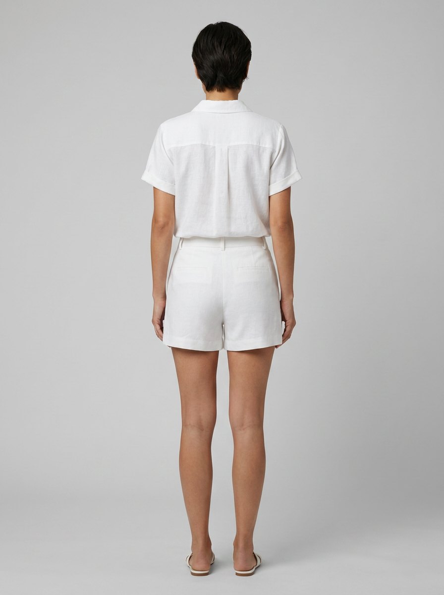 Felicity Women's Set | Breathable Linen Button-Front Shirt & High-Waist Shorts 6