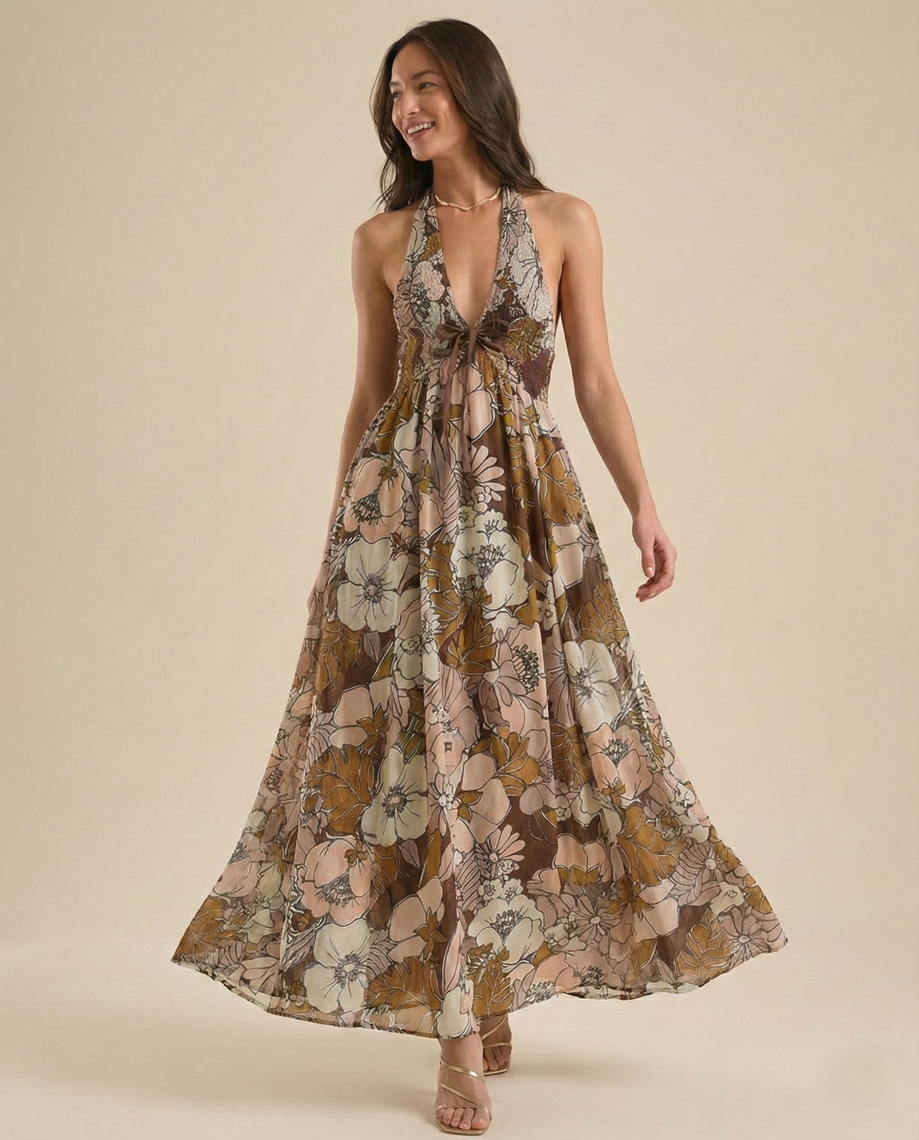 Fiona Maxi Dress | Lightweight Cotton Blend, Halter Neck 7