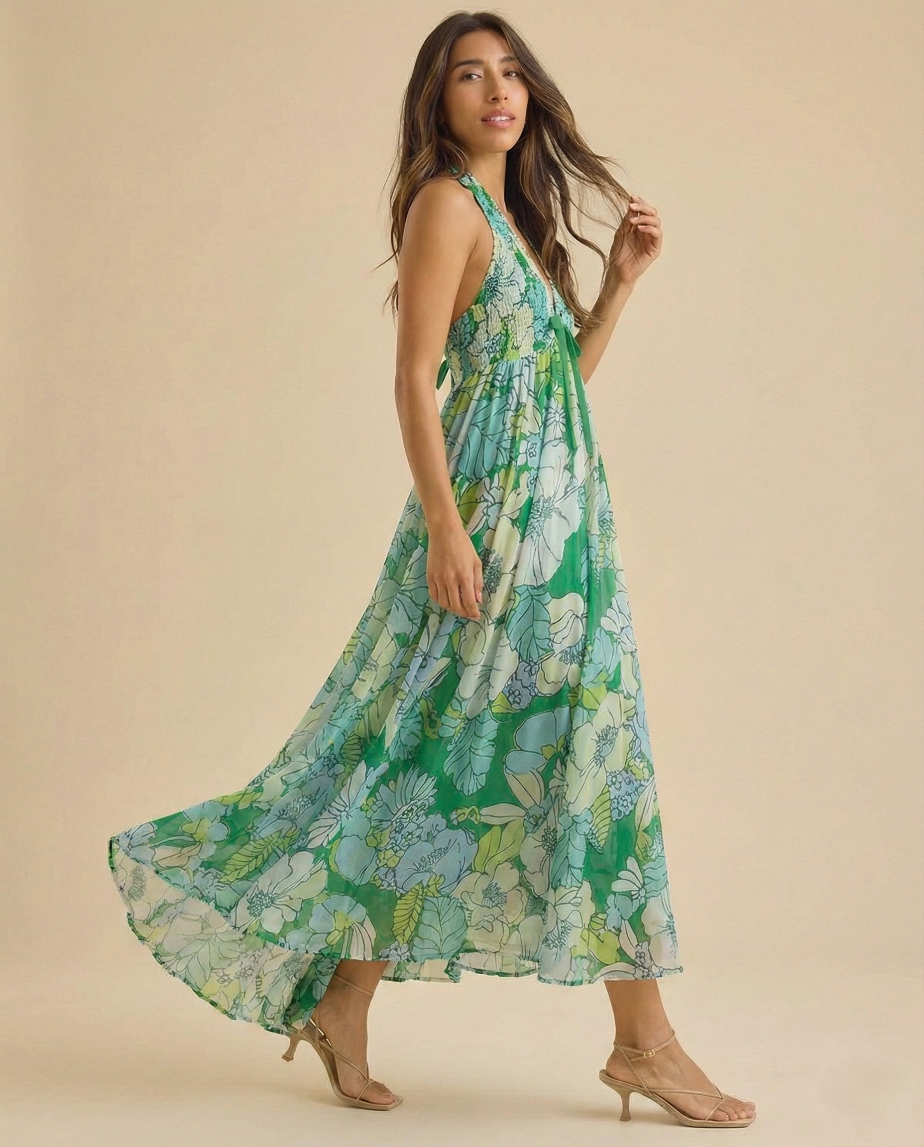 Fiona Maxi Dress | Lightweight Cotton Blend, Halter Neck 9