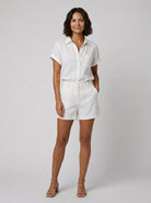 Fiona Women's Set | Breathable Linen Loungewear with Button-Front Shirt and High-Waist Shorts 0