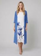 Fleur Midi Dress Set | Floral Linen Dress with Chiffon Cardigan, Perfect for Summer Weddings and Formal Events 2