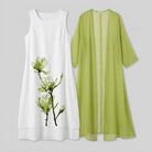 Fleur Midi Dress Set | Floral Linen Dress with Chiffon Cardigan, Perfect for Summer Weddings and Formal Events 4