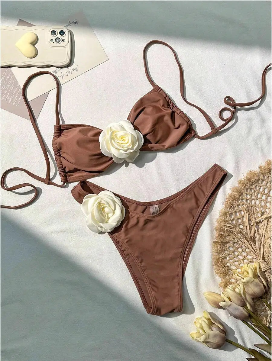 Fleur Push-Up Bikini Set | Floral Accents, Women's Bikini Sets 0