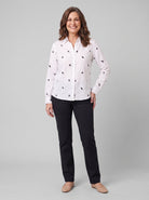 Flora Women's Top | Cotton Linen Long Sleeve Blouse 0