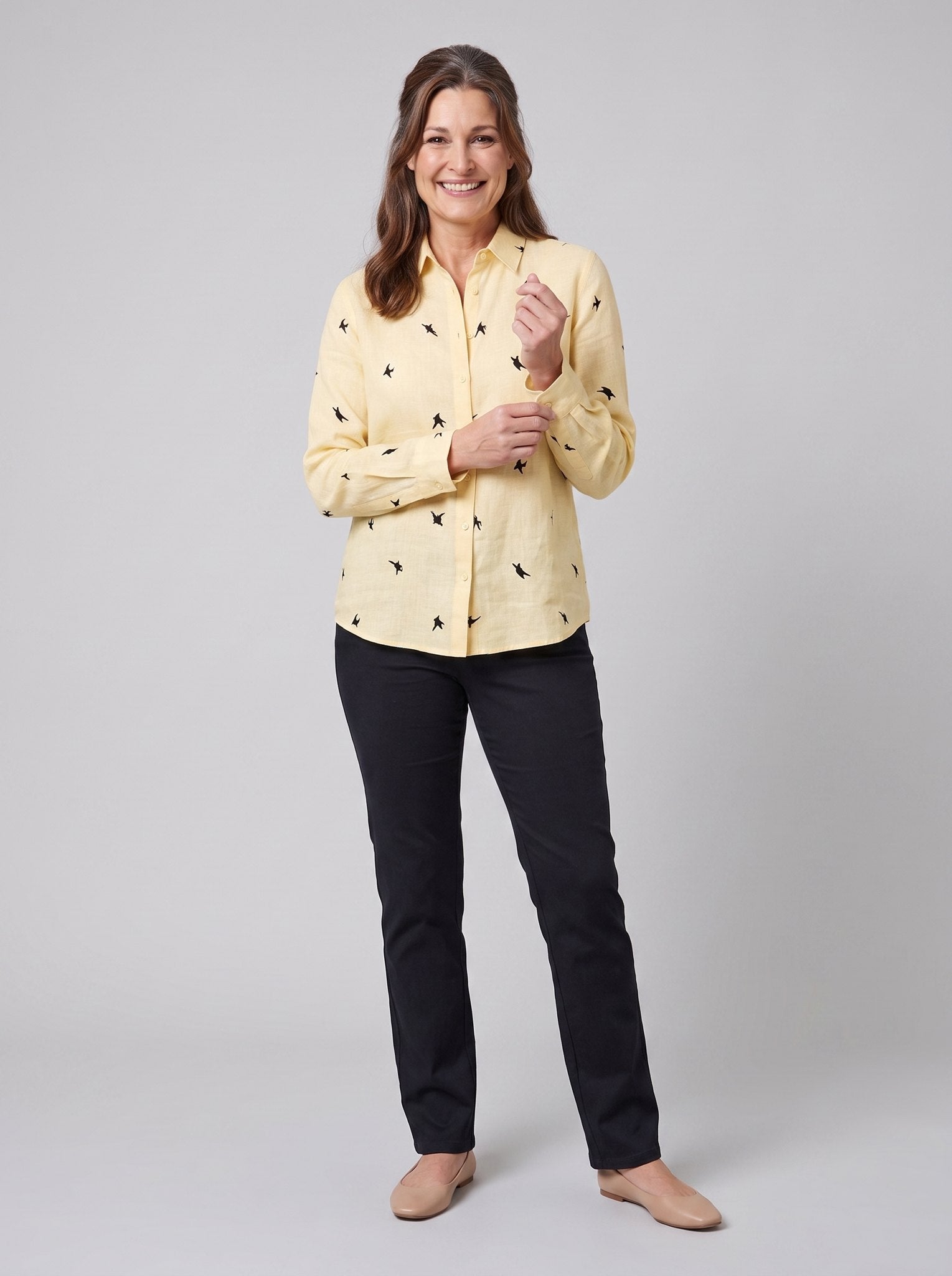 Flora Women's Top | Cotton Linen Long Sleeve Blouse 3