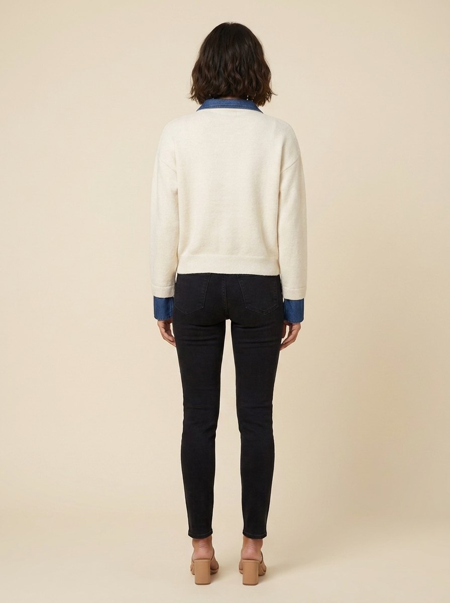 Hanna Patchwork Sweater for Women | Soft Polyester Knit, Cozy and Stylish 2