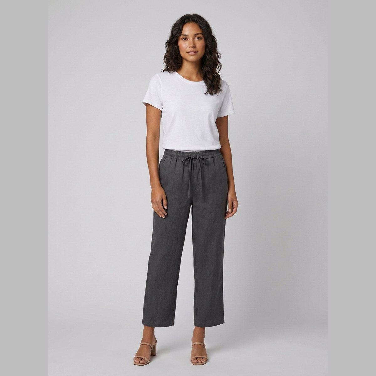 Haru Cropped Trousers | Cotton-Linen Blend, Wide Leg Cropped Pants for Women 1