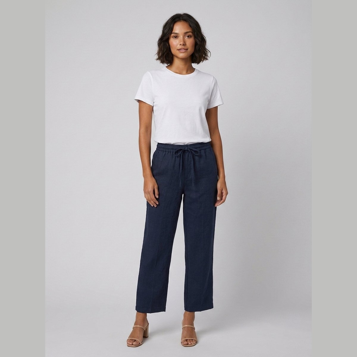 Haru Cropped Trousers | Cotton-Linen Blend, Wide Leg Cropped Pants for Women 2