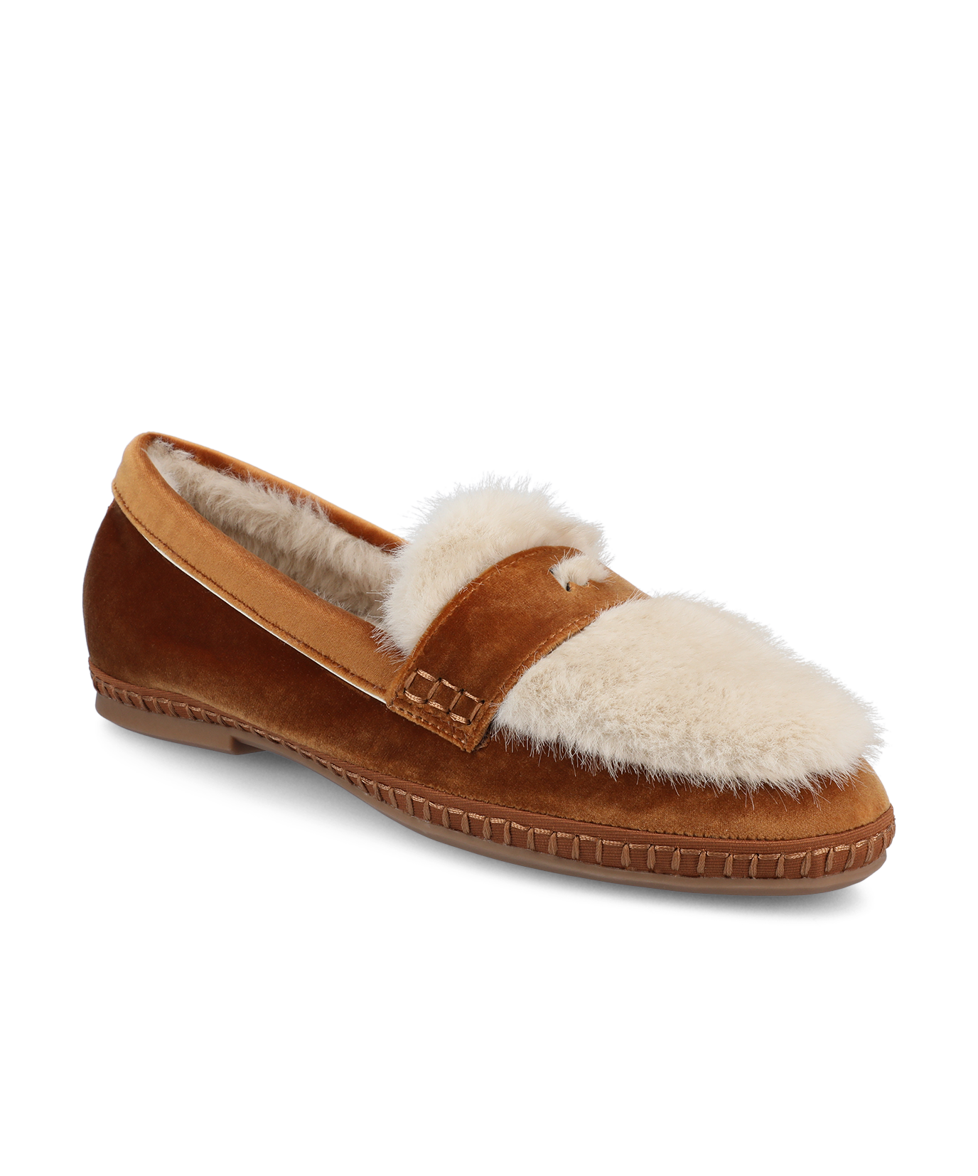 Haven Loafer Slipper | Tan Velvet, Faux Fur Lining, Anatomic Footbed 0