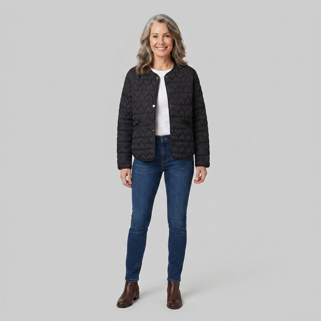 Haven Quilted Jacket | Lightweight Heart Pattern, Flattering Silhouette 0