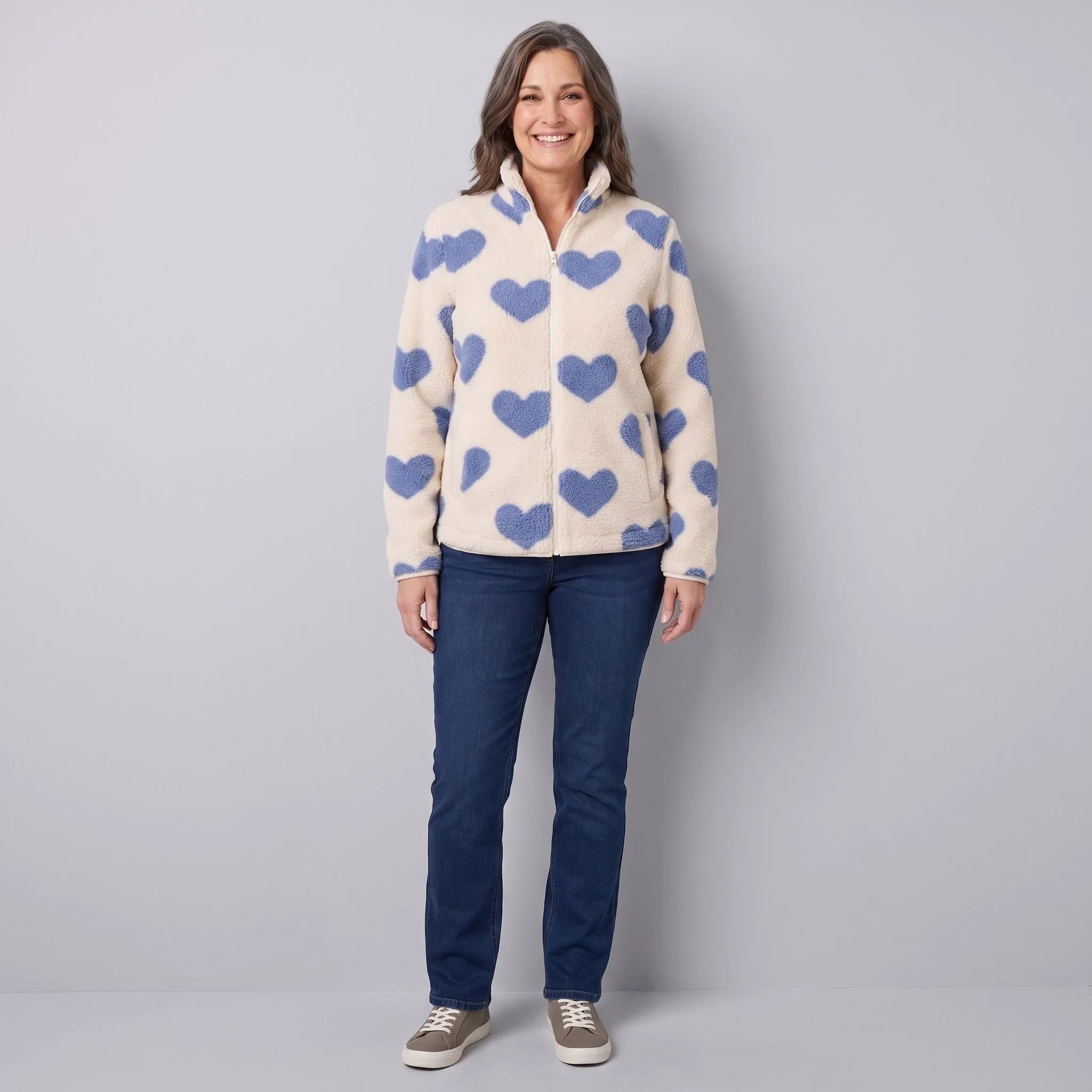 Haven Women's Jacket | Reversible Heart Pattern, Soft and Cosy 7