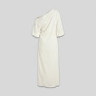Ivory Elegance Maxi Dress | Cotton-Linen Blend, One-Shoulder 3