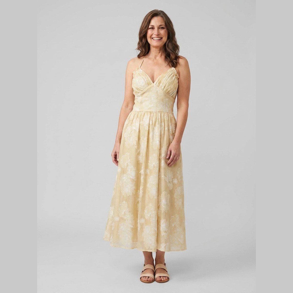 Ivy Maxi Dress | Floral Print, Halterneck A-Line Summer Dress for Wedding Guests 0