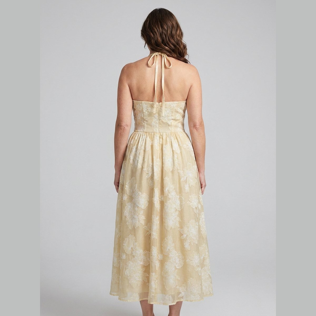 Ivy Maxi Dress | Floral Print, Halterneck A-Line Summer Dress for Wedding Guests 3