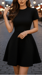 Ivy Midi Dress | High Neck, Belted Waist, Smooth Fabric 0
