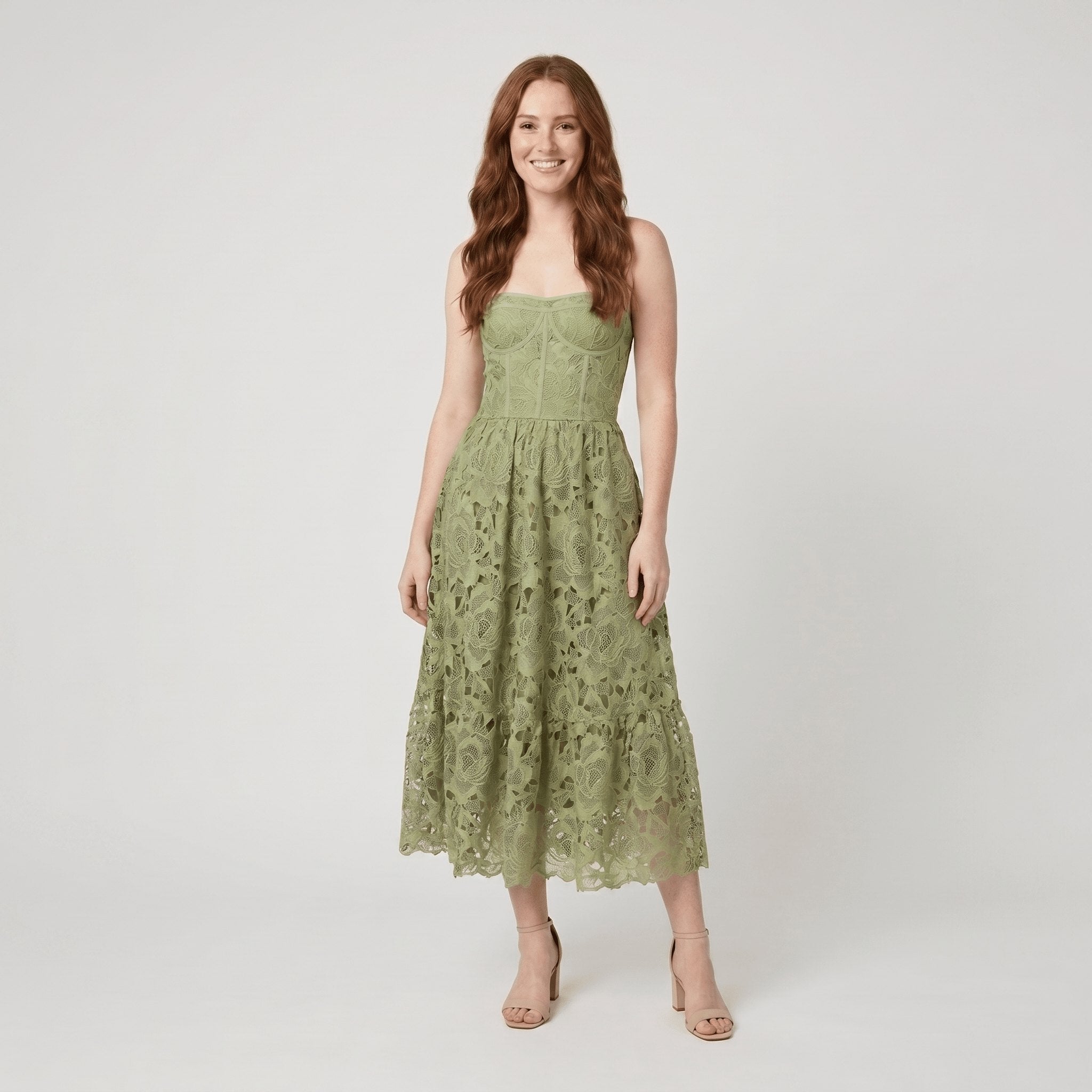 Ivy Midi Dress | Off the Shoulder Floral Embroidered Summer Dress 0