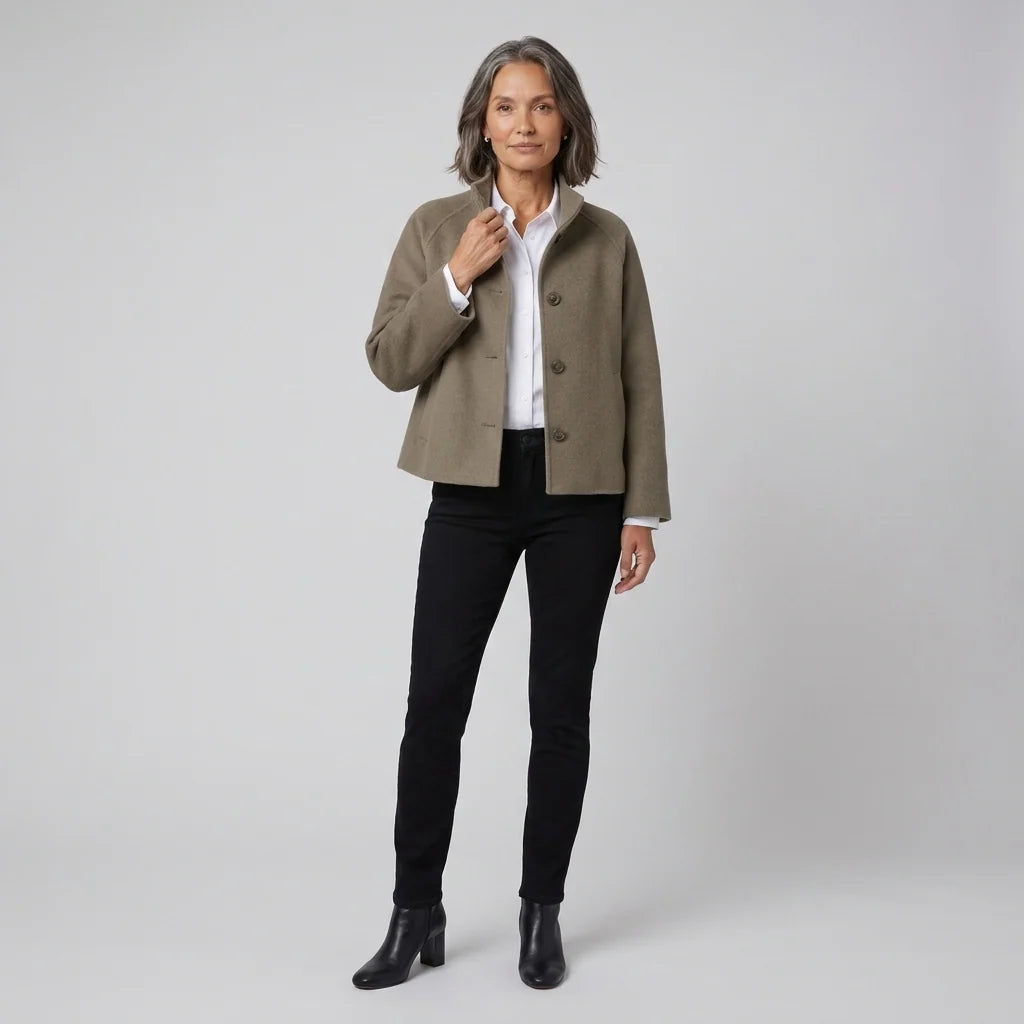 Jara Women's Jacket | Wool-Blend, Tailored Fit, Snap Front 0