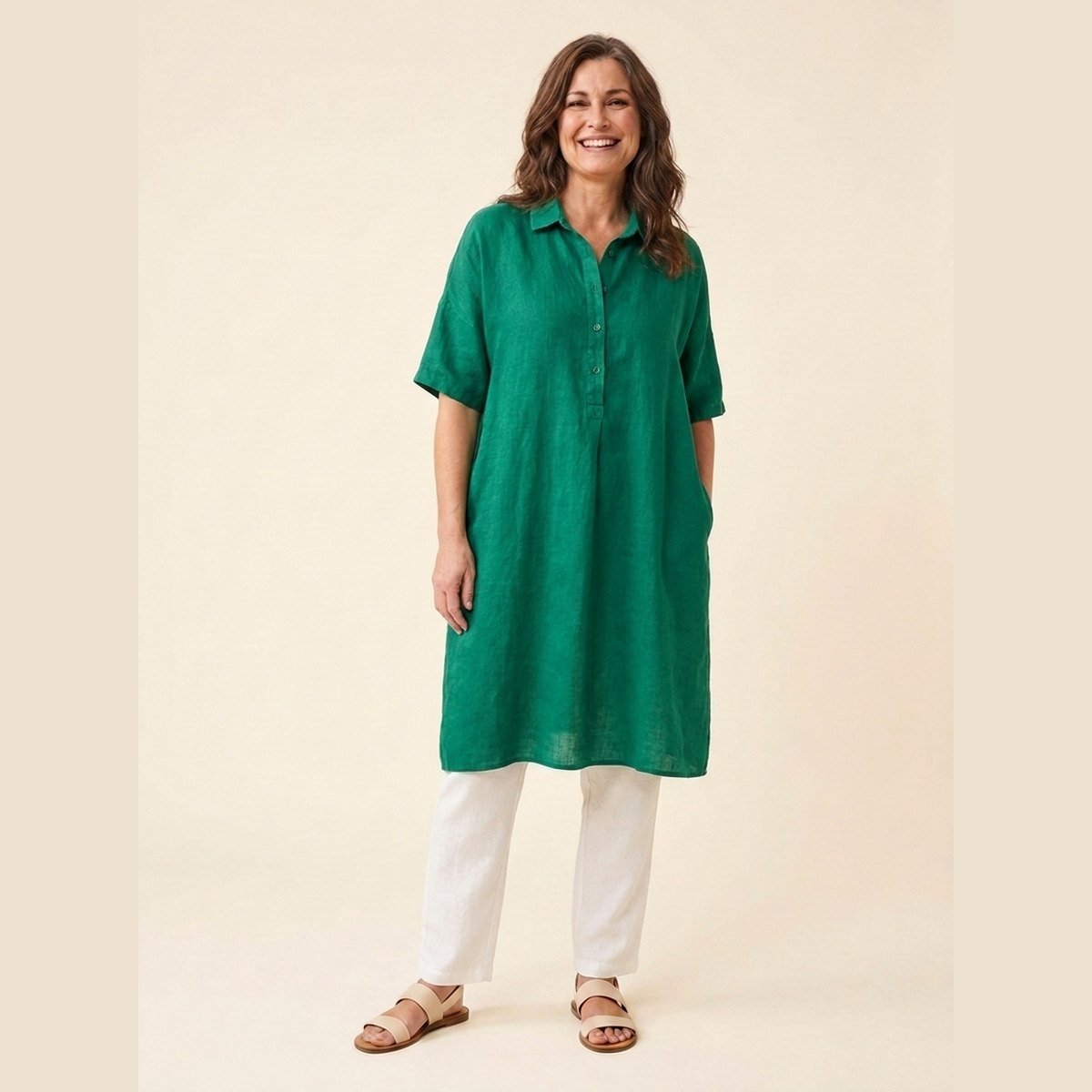 Jovia Women's Dress | Plus Size, Casual Linen Summer Dress 0