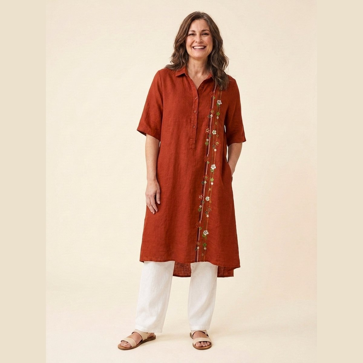 Jovia Women's Dress | Plus Size, Casual Linen Summer Dress 8