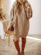 Juno Sweater Dress | Chunky Cable Knit, Mini Length for Women 6