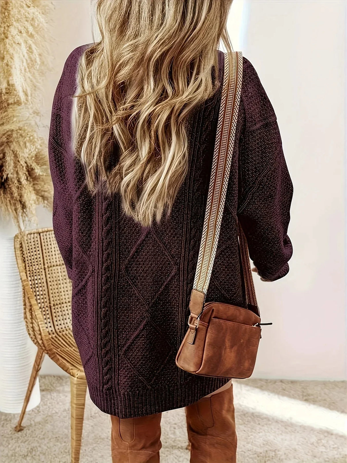 Juno Sweater Dress | Chunky Cable Knit, Mini Length for Women 7