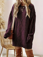 Juno Sweater Dress | Chunky Cable Knit, Mini Length for Women 8