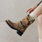 Kara Women's Mid-Calf Boots | Suede-Touch, Square Toe, Buckle Strap 0
