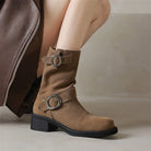 Kara Women's Mid-Calf Boots | Suede-Touch, Square Toe, Buckle Strap 5