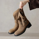 Kara Women's Mid-Calf Boots | Suede-Touch, Square Toe, Buckle Strap 6
