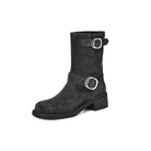 Kara Women's Mid-Calf Boots | Suede-Touch, Square Toe, Buckle Strap 8