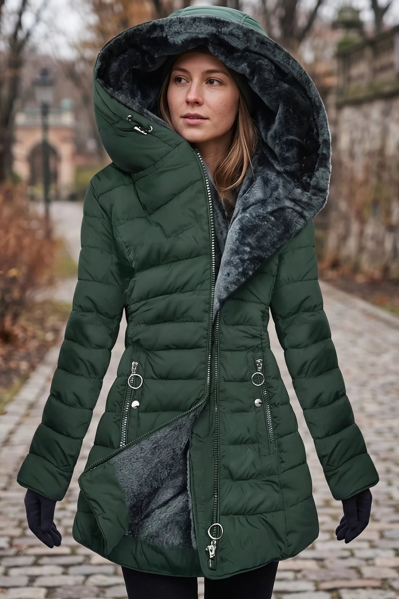 Kate | Women's Hooded Quilted Coat | Fur-Lined 4