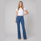 Kendra Flare Jeans Women | Mid-Wash Stretch Denim, Flared Leg 1