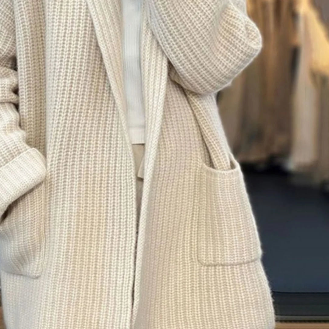 Kira Knit Cardigan | Wool-Blend, Open Front with Pockets for Women 4