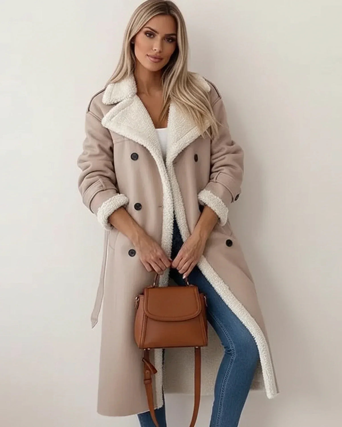 Kira Longline Winter Coat | Faux-Shearling Lined, Smooth Silhouette for Women 2