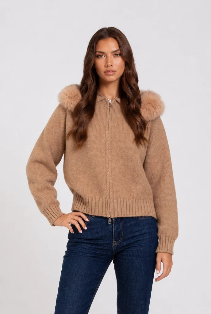 Knit Fur Hooded Coat 0