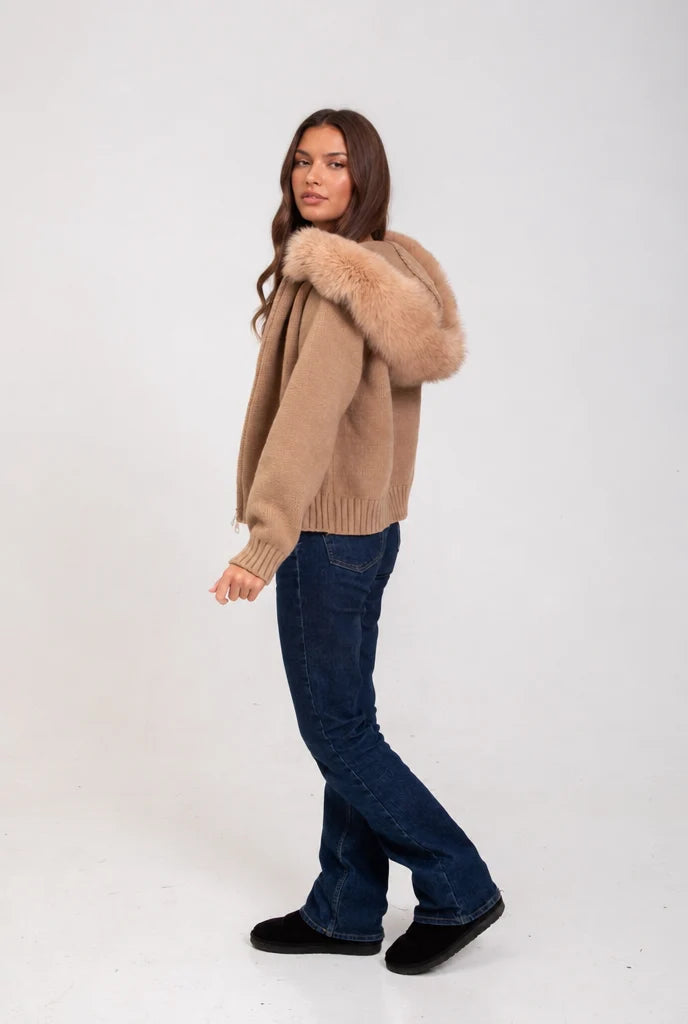 Knit Fur Hooded Coat 2