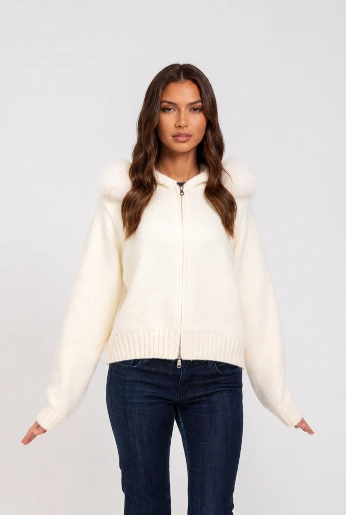 Knit Fur Hooded Coat 9