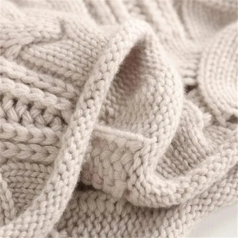 Lara Turtleneck Sweater | Braided-Knit Texture, Beige or Blue 3