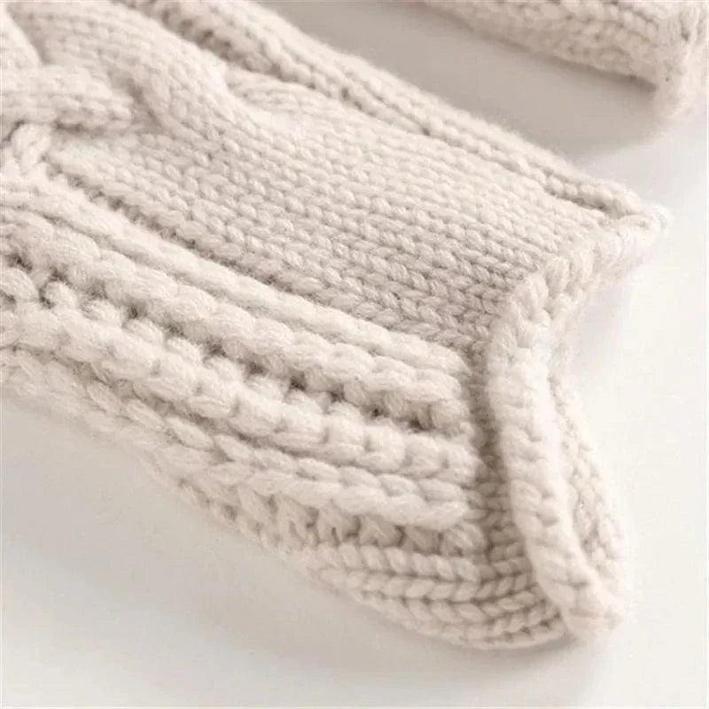 Lara Turtleneck Sweater | Braided-Knit Texture, Beige or Blue 4