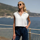 Lina White Crop Top | Pure Linen, Sleeveless Design for Women 0